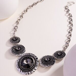 Elegant Silver Necklace with Black Accents